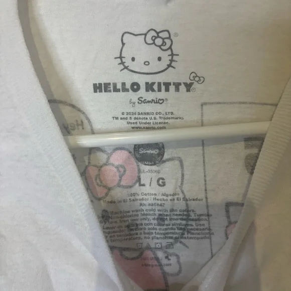 Hello Kitty White and Pink V-Neck Tee *3/$10 - Picture 3 of 3